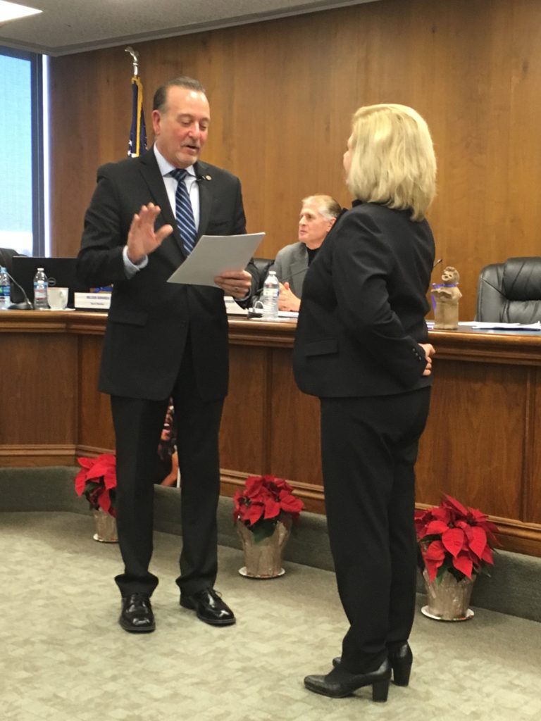 Dr. Marcy Masumoto administered oath of office by Superintendent Jim Yovino on December 13, 2018
